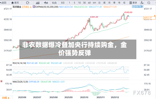 非农数据爆冷叠加央行持续购金	，金价强势反弹-第3张图片