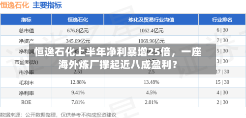 恒逸石化上半年净利暴增25倍	，一座海外炼厂撑起近八成盈利？-第3张图片