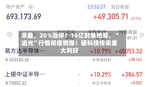 早盘，20%涨停！16亿封单抢筹	，“追光”行情彻底燃爆！硬科技传来重大利好-第2张图片