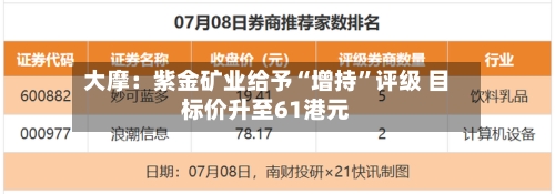 大摩：紫金矿业给予“增持”评级 目标价升至61港元-第1张图片