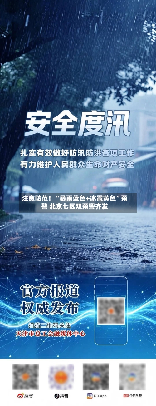 注意防范！“暴雨蓝色+冰雹黄色”预警 北京七区双预警齐发-第2张图片