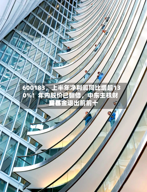 600183，上半年净利润同比增超130%！年内股价已翻倍，中东主权财富基金退出前前十股东-第1张图片