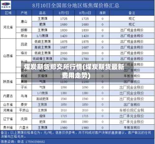 煤炭期货郑交所行情(煤炭期货最新费用走势)
