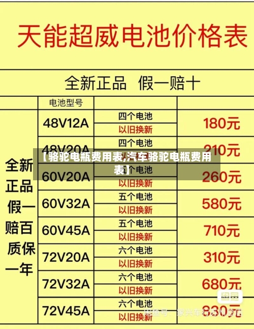 【骆驼电瓶费用表,汽车骆驼电瓶费用表】