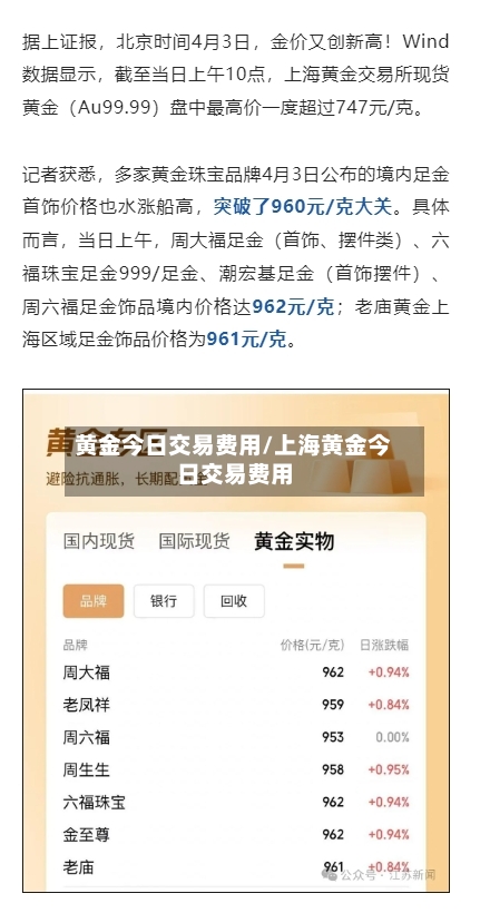 黄金今日交易费用/上海黄金今日交易费用