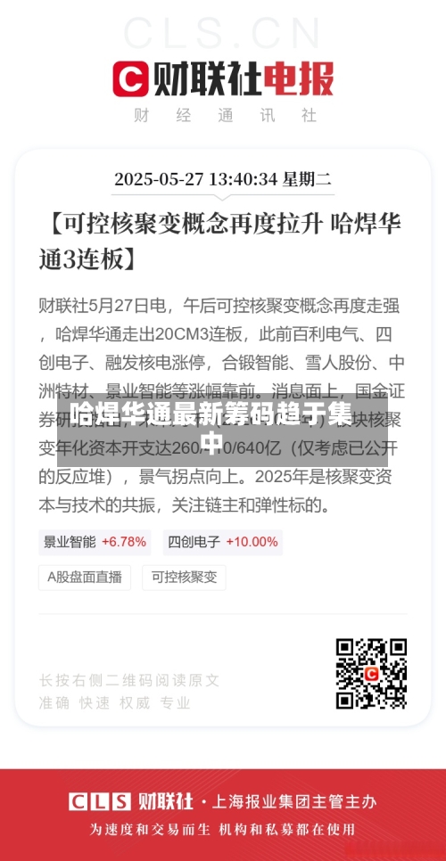 哈焊华通最新筹码趋于集中
