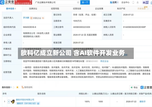 欧科亿成立新公司 含AI软件开发业务-第3张图片