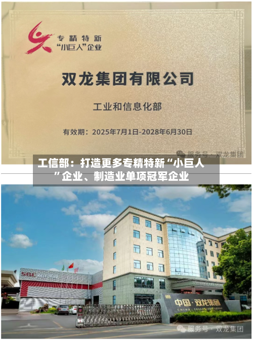 工信部：打造更多专精特新“小巨人”企业、制造业单项冠军企业-第3张图片