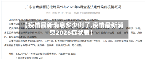 【疫情最新消息多少例了,疫情最新消息2026症状表】-第1张图片